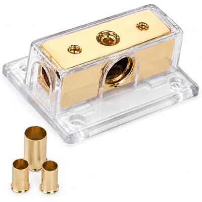SinusLive VB1-2 Stromverteiler 35–50 mm² auf 2X 16–25 mm², 24 Karat vergoldeter Verteilerblock, Kabelverteiler für Car-HiFi Stromkabel, 1 Eingang / 2 Ausgänge SinusLive VB1-2 Stromverteiler 35–50 mm² auf 2X 16–25 mm², 24 Karat vergoldeter Verteilerblock, Kabelverteiler für Car-HiFi Stromkabel, 1 Eingang / 2 Ausgänge