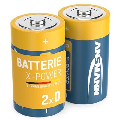 Ansmann X-Power alkalická baterie Mono D LR20 Longlife alkalická baterie pro extrémně vysoké nároky na proud (balení 2 ks), černá, 2 kusy Ansmann X-Power alkalická baterie Mono D LR20 Longlife alkalická baterie pro extrémně vysoké nároky na proud (balení 2 ks), černá, 2 kusy