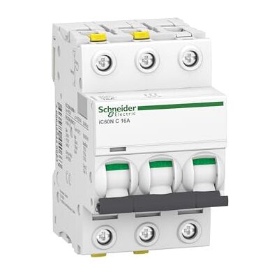 Schneider Electric Proudový jistič Acti9 iC60N, 3pólový, 16A, charakteristika C, číslo výrobku A9F04316 Schneider Electric Proudový jistič Acti9 iC60N, 3pólový, 16A, charakteristika C, číslo výrobku A9F04316