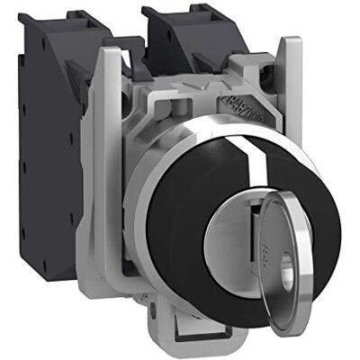 Schneider Electric Harmony XB4 Schlüsselschalter, Metall, 22mm, 3 Stellungen, rastend, Ronis 455, 2S, schwarz, Artikelnummer XB4BG03 Schneider Electric Harmony XB4 Schlüsselschalter, Metall, 22mm, 3 Stellungen, rastend, Ronis 455, 2S, schwarz, Artikelnummer XB4BG03