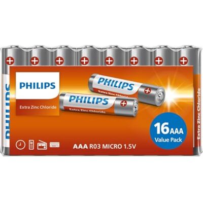 Philips AAA LongLife baterie RO3 Micro 1,5 V LongLife alkalické baterie Prepack 16 kusů Philips AAA LongLife baterie RO3 Micro 1,5 V LongLife alkalické baterie Prepack 16 kusů