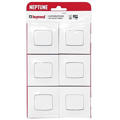 Legrand 6 x Neptune Zwei-Wege-Schalter Weiß Legrand 6 x Neptune Zwei-Wege-Schalter Weiß