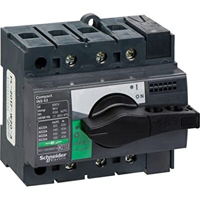 Schneider Electric Trennschalter 3-polig 63A Schwarz IP 40 30kW 250 V dc, 500V ac 3-phasig Schneider Electric Trennschalter 3-polig 63A Schwarz IP 40 30kW 250 V dc, 500V ac 3-phasig