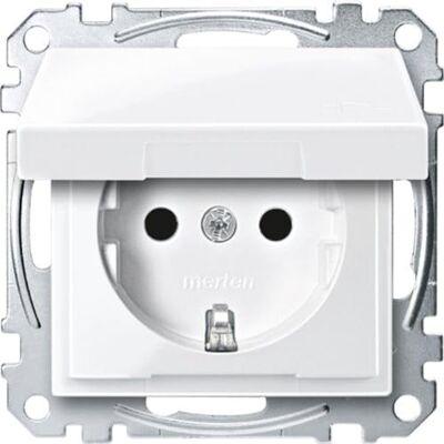 Schneider Electric Merten Schuko zásuvka se sklápěcím víkem, 2pólový+E, ochrana proti dotyku, zásuvné svorky, systém M, polární bílá lesklá, číslo výrobku MEG2310-0319 Schneider Electric Merten Schuko zásuvka se sklápěcím víkem, 2pólový+E, ochrana proti dotyku, zásuvné svorky, systém M, polární bílá lesklá, číslo výrobku MEG2310-0319
