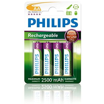 Philips AA baterie HR03 dobíjecí baterie NiMH 1,2 V 500 nabití 2500 mAh Philips AA baterie HR03 dobíjecí baterie NiMH 1,2 V 500 nabití 2500 mAh