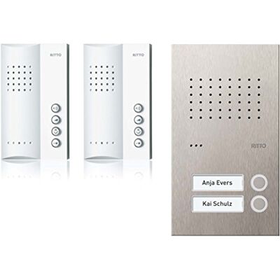 Schneider Electric Ritto hands-free telefon, intercom, Acero pur, kompletní sada pro rodinný dům 2, ušlechtilá ocel/bílá, číslo výrobku RGE1818425 Schneider Electric Ritto hands-free telefon, intercom, Acero pur, kompletní sada pro rodinný dům 2, ušlechtilá ocel/bílá, číslo výrobku RGE1818425
