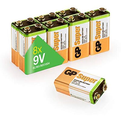 GP 9voltové blokové baterie (6LR61, MN1604, 9V E-Block) Napětí: 9 V Super Alkaline, vhodné pro mnohostranné použití (8 ks blokových baterií) GP 9voltové blokové baterie (6LR61, MN1604, 9V E-Block) Napětí: 9 V Super Alkaline, vhodné pro mnohostranné použití (8 ks blokových baterií)