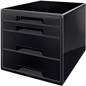 Leitz Box se zásuvkami CUBE se 4 zásuvkami, včetně průhledné zásuvkové vložky, pro uložení dokumentů a potřeb A4, černý, 52521095 Leitz Box se zásuvkami CUBE se 4 zásuvkami, včetně průhledné zásuvkové vložky, pro uložení dokumentů a potřeb A4, černý, 52521095