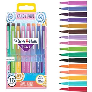 Paper Mate Flair fixy střední hrot (0,7 mm) Candy POP barvy popisovače pro děti a dospělé k vybarvování do deníků a více 16 kusů Paper Mate Flair fixy střední hrot (0,7 mm) Candy POP barvy popisovače pro děti a dospělé k vybarvování do deníků a více 16 kusů