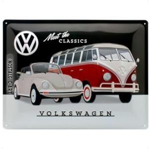 ART Retro plechový štít, 30 x 40 cm, VW – Meet The Classics – nápad na dárek Volkswagen, originální licenční produkt (OLP), z kovu, dekorace do dílny ve vintage designu, plechové cedule ART Retro plechový štít, 30 x 40 cm, VW – Meet The Classics – nápad na dárek Volkswagen, originální licenční produkt (OLP), z kovu, dekorace do dílny ve vintage designu, plechové cedule