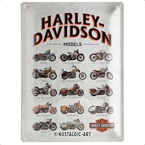 Retro plechový štítek, 30 x 40 cm, Harley-Davidson – Model Chart – nápad na dárek pro cyklisty, originální licenční produkt (OLP), z kovu, dekorace do dílny ve vintage designu, plechové Retro plechový štítek, 30 x 40 cm, Harley-Davidson – Model Chart – nápad na dárek pro cyklisty, originální licenční produkt (OLP), z kovu, dekorace do dílny ve vintage designu, plechové