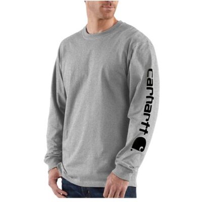 Carhartt Pánské tričko s dlouhým rukávem s charakteristickým logem (balení 1 ks), Šedý melír, XL Carhartt Pánské tričko s dlouhým rukávem s charakteristickým logem (balení 1 ks), Šedý melír, XL