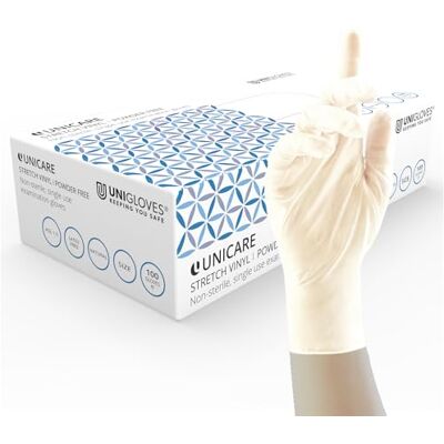UNIGLOVES UCSV1205 Weiche Handschuhe aus Vinyl, puderfrei, Größe XL, 100 Stück UNIGLOVES UCSV1205 Weiche Handschuhe aus Vinyl, puderfrei, Größe XL, 100 Stück