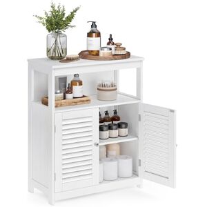 VASAGLE Koupelnová skříňka Songmics , dřevěná skříňka do koupelny, koupelnový organizér, regál do koupelny, volně stojící se 2 lamelovými dvířky, bílá, BBC40WT VASAGLE Koupelnová skříňka Songmics , dřevěná skříňka do koupelny, koupelnový organizér, regál do koupelny, volně stojící se 2 lamelovými dvířky, bílá, BBC40WT