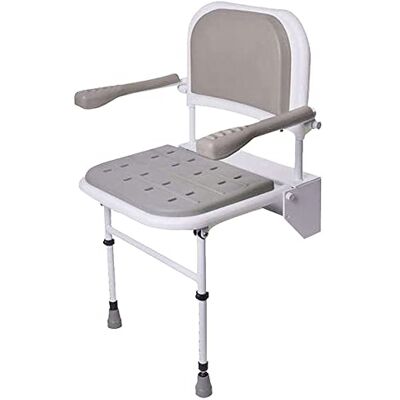 Nottingham Rehab Supplies (NRS) NRS Healthcare Sklopná sprchová židle s nohama, polstrované sedadlo, polstrované opěradlo a polstrované loketní opěrky Nottingham Rehab Supplies (NRS) NRS Healthcare Sklopná sprchová židle s nohama, polstrované sedadlo, polstrované opěradlo a polstrované loketní opěrky
