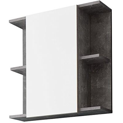 trendteam smart living Nano zrcadlová skříňka beton/bílá koupelnové zrcadlo moderní se 4 otevřenými přihrádkami (ŠxVxH) 60 x 62 x 20 cm 2 vkládací police trendteam smart living Nano zrcadlová skříňka beton/bílá koupelnové zrcadlo moderní se 4 otevřenými přihrádkami (ŠxVxH) 60 x 62 x 20 cm 2 vkládací police