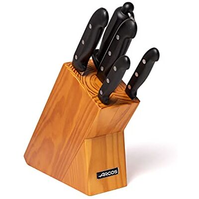 Arcos Messerset 5-teilig aus Nitrum Edelstahl Professionelle Küchenmesser zum Schälen von Obst und Gemüse, Ergonomischer Griff aus Polyoxymethylen (POM) Schwarz, Serie Maitre Arcos Messerset 5-teilig aus Nitrum Edelstahl Professionelle Küchenmesser zum Schälen von Obst und Gemüse, Ergonomischer Griff aus Polyoxymethylen (POM) Schwarz, Serie Maitre