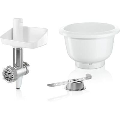 Bosch Sada příslušenství, BakingSensation MUZ5BS1, mlýnek na maso, plastová mísa, nástavec na stříkané pečivo, děrovaný kotouč, vhodný pro kuchyňské roboty série 4, čtyři formy na sušenky, lze mýt v Bosch Sada příslušenství, BakingSensation MUZ5BS1, mlýnek na maso, plastová mísa, nástavec na stříkané pečivo, děrovaný kotouč, vhodný pro kuchyňské roboty série 4, čtyři formy na sušenky, lze mýt v
