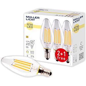 Müller-Licht 3dílná sada retro LED svíček nahrazuje 40 W, sklo, E14, 4 W, čirá, 3,5 x 3,5 x 10 cm, 3 jednotky, 400291_Set Müller-Licht 3dílná sada retro LED svíček nahrazuje 40 W, sklo, E14, 4 W, čirá, 3,5 x 3,5 x 10 cm, 3 jednotky, 400291_Set