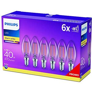 Philips LED Classic E14 žárovky 6 ks v balení (40 W), LED žárovky s teplým bílým světlem, energeticky úsporné LED osvětlení s dlouhou užitnou životností, teplá bílá Philips LED Classic E14 žárovky 6 ks v balení (40 W), LED žárovky s teplým bílým světlem, energeticky úsporné LED osvětlení s dlouhou užitnou životností, teplá bílá