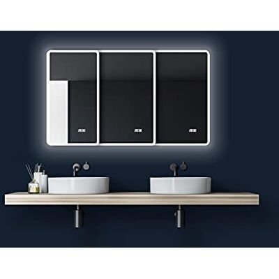 Talos Sun koupelnové zrcadlo s osvětlením – LED koupelnové zrcadlo 45 x 70 cm – nástěnné zrcadlo s rámem LED – zrcadlo s barvou světla neutrální bílá – zrcadlo s digitálními hodinami Talos Sun koupelnové zrcadlo s osvětlením – LED koupelnové zrcadlo 45 x 70 cm – nástěnné zrcadlo s rámem LED – zrcadlo s barvou světla neutrální bílá – zrcadlo s digitálními hodinami