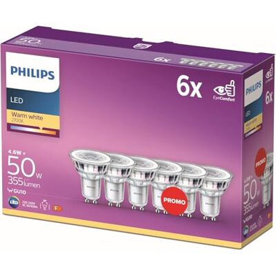Philips LED žárovka Classic, nahrazuje 50 W, GU10, teplá bílá (2700 K), 355 lm, reflektor Philips LED žárovka Classic, nahrazuje 50 W, GU10, teplá bílá (2700 K), 355 lm, reflektor