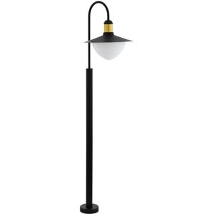 Eglo Venkovní stojací lampa Sirmione, 1 plamenné venkovní svítidlo, stojací svítidlo z pozinkované oceli, sklo: bílé, opálové matné, barva: černá, zlatá, objímka: E27, IP44 Eglo Venkovní stojací lampa Sirmione, 1 plamenné venkovní svítidlo, stojací svítidlo z pozinkované oceli, sklo: bílé, opálové matné, barva: černá, zlatá, objímka: E27, IP44