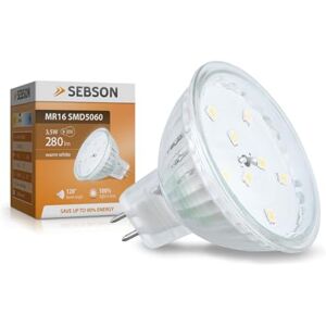 SEBSON LED žárovka GU5.3 / MR16 teplá bílá 3,5 W, nahrazuje 30 W žárovku, 280 lumenů, MR16 LED 12 V DC, LED světelný zdroj 110° SEBSON LED žárovka GU5.3 / MR16 teplá bílá 3,5 W, nahrazuje 30 W žárovku, 280 lumenů, MR16 LED 12 V DC, LED světelný zdroj 110°