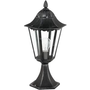 Eglo Venkovní lampa s paticí Navedo, 1 plamenné venkovní svítidlo, svítidlo s podstavcem z hliníkové litiny v černé se stříbrnou patinou a sklem transparentní, objímka E27, IP44 Eglo Venkovní lampa s paticí Navedo, 1 plamenné venkovní svítidlo, svítidlo s podstavcem z hliníkové litiny v černé se stříbrnou patinou a sklem transparentní, objímka E27, IP44