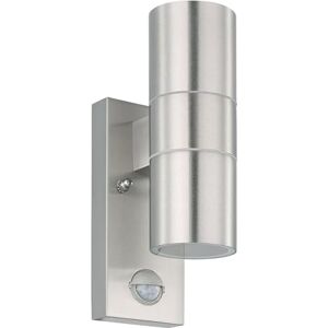 Eglo Venkovní nástěnná LED lampa Riga 5, 2 světelné venkovní svítidlo vč. detektoru pohybu, nástěnné svítidlo se senzorem z ušlechtilé oceli ve stříbrné a skle, IP44 Eglo Venkovní nástěnná LED lampa Riga 5, 2 světelné venkovní svítidlo vč. detektoru pohybu, nástěnné svítidlo se senzorem z ušlechtilé oceli ve stříbrné a skle, IP44