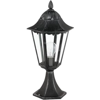 Eglo Venkovní lampa s paticí Navedo, 1 plamenné venkovní svítidlo, svítidlo s podstavcem z hliníkové litiny v černé se stříbrnou patinou a sklem transparentní, objímka E27, IP44 Eglo Venkovní lampa s paticí Navedo, 1 plamenné venkovní svítidlo, svítidlo s podstavcem z hliníkové litiny v černé se stříbrnou patinou a sklem transparentní, objímka E27, IP44