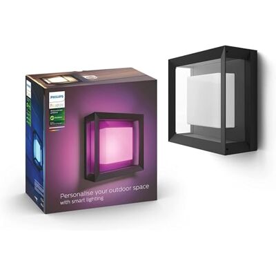 Philips White & Color Ambiance Econic Outdoor nástěnné svítidlo (1 140 lm), stmívatelná nástěnná lampa pro světelný systém Hue s 16 miliony barev, chytré ovládání světla hlasem nebo aplikací Philips White & Color Ambiance Econic Outdoor nástěnné svítidlo (1 140 lm), stmívatelná nástěnná lampa pro světelný systém Hue s 16 miliony barev, chytré ovládání světla hlasem nebo aplikací