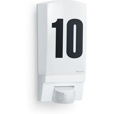 Steinel Nástěnné svítidlo L 1 S bílé, vč. čísla domu, E 27, max. 60 W, venkovní nástěnné svítidlo, hlásič pohybu 180°, dosah 10 m Steinel Nástěnné svítidlo L 1 S bílé, vč. čísla domu, E 27, max. 60 W, venkovní nástěnné svítidlo, hlásič pohybu 180°, dosah 10 m