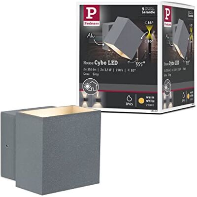 Paulmann Nástěnné svítidlo LED Cybo hranaté 2x3W šedé 100 x 100 mm Paulmann Nástěnné svítidlo LED Cybo hranaté 2x3W šedé 100 x 100 mm