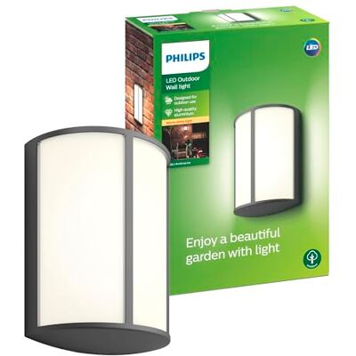 Philips Stock Outdoor LED svítidlo, nástěnné svítidlo, venkovní osvětlení, 5,5 W, 700 lm, 2 700 K teplé bílé světlo, IP44 odolné proti povětrnostním vlivům, integrovaná LED, dlouhá životnost, hliník Philips Stock Outdoor LED svítidlo, nástěnné svítidlo, venkovní osvětlení, 5,5 W, 700 lm, 2 700 K teplé bílé světlo, IP44 odolné proti povětrnostním vlivům, integrovaná LED, dlouhá životnost, hliník