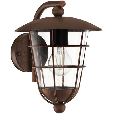Eglo Venkovní nástěnná lampa Pulfero, 1 venkovní svítidlo s žárovkou, nástěnné svítidlo z pozinkované oceli a plastu, barva: hnědá, objímka: E27, IP44 Eglo Venkovní nástěnná lampa Pulfero, 1 venkovní svítidlo s žárovkou, nástěnné svítidlo z pozinkované oceli a plastu, barva: hnědá, objímka: E27, IP44