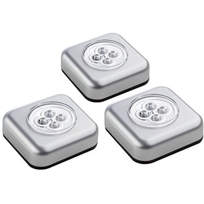 Müller-Licht Triplex LED lampa lampa do skříně Touch, samolepicí, sada 3 ks, 0,5 W, stříbrná, vč. lepicí podložky a po 3 x AAA bateriích Müller-Licht Triplex LED lampa lampa do skříně Touch, samolepicí, sada 3 ks, 0,5 W, stříbrná, vč. lepicí podložky a po 3 x AAA bateriích