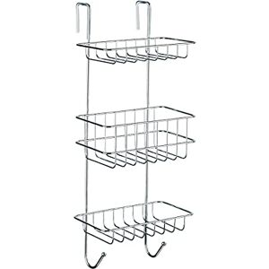 Wenko Sprchový regál Mod. Revigo, regál do koupelny k zavěšení na sprchovou kabinu se třemi čtvercovými přihrádkami v otevřeném designu drátěného koše, upevnění bez vrtání, z oceli, 22,5 x 57 x 18,5 Wenko Sprchový regál Mod. Revigo, regál do koupelny k zavěšení na sprchovou kabinu se třemi čtvercovými přihrádkami v otevřeném designu drátěného koše, upevnění bez vrtání, z oceli, 22,5 x 57 x 18,5