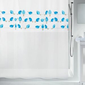 Spirella Protiplísňový sprchový závěs pro ptáky antibakteriální, lze prát, vodotěsný PEVA 180 x 200 cm modrá bílá Spirella Protiplísňový sprchový závěs pro ptáky antibakteriální, lze prát, vodotěsný PEVA 180 x 200 cm modrá bílá