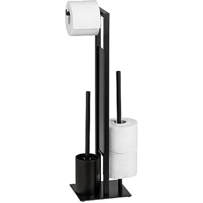 Wenko Stand WC souprava Mod. Rivalta, s integrovaným držákem toaletního papíru a držákem na WC štětku, lakovaná ocel, 23 x 70 x 18 cm, černá matná Wenko Stand WC souprava Mod. Rivalta, s integrovaným držákem toaletního papíru a držákem na WC štětku, lakovaná ocel, 23 x 70 x 18 cm, černá matná