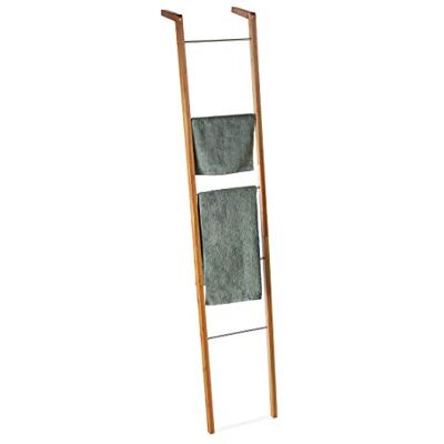 Relaxdays Regál na žebříky z bambusu, držák na ručníky, dekorační žebřík s 5 příčkami, policový žebřík, VŠ: 180 x 35 x 20 cm, přírodní, hnědý Relaxdays Regál na žebříky z bambusu, držák na ručníky, dekorační žebřík s 5 příčkami, policový žebřík, VŠ: 180 x 35 x 20 cm, přírodní, hnědý
