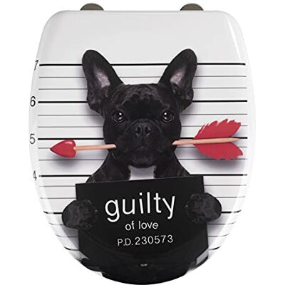 Wenko WC sedátko Guilty Dog, WC sedátko s automatickým sklápěním, hygienické upevnění, WC víko z antibakteriálního duroplastu Escobillero Badi, cromo 45 x 38 cm Wenko WC sedátko Guilty Dog, WC sedátko s automatickým sklápěním, hygienické upevnění, WC víko z antibakteriálního duroplastu Escobillero Badi, cromo 45 x 38 cm