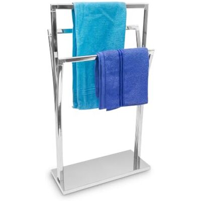 Relaxdays Stojan na ručníky zakřivený V x Š x H: cca 86 x 50 x 20 cm volně stojící držák na ručníky se vzhledem ušlechtilé oceli se 3 tyčemi na ručníky jako držák na ručníky a malý věšák na šaty, Relaxdays Stojan na ručníky zakřivený V x Š x H: cca 86 x 50 x 20 cm volně stojící držák na ručníky se vzhledem ušlechtilé oceli se 3 tyčemi na ručníky jako držák na ručníky a malý věšák na šaty,