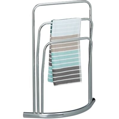 Relaxdays Stojan na ručníky CURVY se 3 tyčemi na ručníky V x Š x H: cca 85 x 66 x 20 cm volně stojící držák na ručníky z kovu ve vzhledu ušlechtilé oceli jako malý pánský sluha nebo stojan na šaty v Relaxdays Stojan na ručníky CURVY se 3 tyčemi na ručníky V x Š x H: cca 85 x 66 x 20 cm volně stojící držák na ručníky z kovu ve vzhledu ušlechtilé oceli jako malý pánský sluha nebo stojan na šaty v