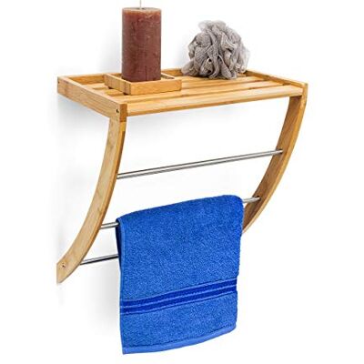 Relaxdays Nástěnný držák ručníků se 3 tyčemi na ručníky V x Š x H 40 x 38 x 24,5 cm, dřevo, přírodní hnědá Relaxdays Nástěnný držák ručníků se 3 tyčemi na ručníky V x Š x H 40 x 38 x 24,5 cm, dřevo, přírodní hnědá