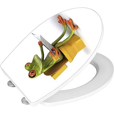 Wenko WC sedátko s vysokým leskem akryl Frog News, povrch s vysokým leskem, hygienické víko na toaletu s automatickým sklápěním, z antibakteriálního duroplastu, 39 x 45 cm Wenko WC sedátko s vysokým leskem akryl Frog News, povrch s vysokým leskem, hygienické víko na toaletu s automatickým sklápěním, z antibakteriálního duroplastu, 39 x 45 cm