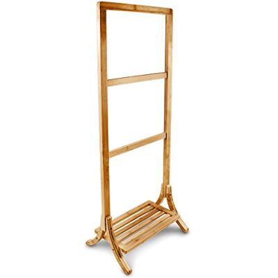 Relaxdays Držák ručníků bambus se 3 tyčemi na ručníky a velkou odkládací plochou V Š x H 105 x 40 x 27 cm Stojan na ručníky jako volně stojící sušička ručníků s policí vhodný také jako pánský sluha, Relaxdays Držák ručníků bambus se 3 tyčemi na ručníky a velkou odkládací plochou V Š x H 105 x 40 x 27 cm Stojan na ručníky jako volně stojící sušička ručníků s policí vhodný také jako pánský sluha,
