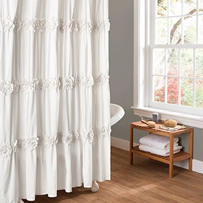 Lush Decor Darla závěs do sprchy s volánky a květinovým vzorem, polyester, bílý, 72" x 72 Lush Decor Darla závěs do sprchy s volánky a květinovým vzorem, polyester, bílý, 72" x 72