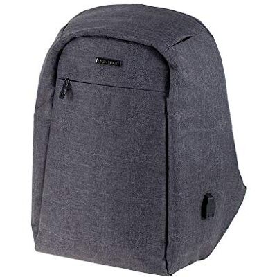 LIGHTPAK Batoh Safepak, batoh na laptop z nylonu 600d pro 15palcový notebook, proti krádeži, USB nabíjecí port Casual Daypack, 45 cm, Šedá, Batoh LIGHTPAK Batoh Safepak, batoh na laptop z nylonu 600d pro 15palcový notebook, proti krádeži, USB nabíjecí port Casual Daypack, 45 cm, Šedá, Batoh