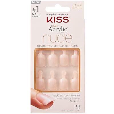 Kiss Salon Acrylic French Nude "Breathtaking" Cashmere Nude krátké Squoval French Tips Glue On Nails v kvalitě salonu, ultra flexibilní pro bezchybný tvar v kvalitě salonu Kiss Salon Acrylic French Nude "Breathtaking" Cashmere Nude krátké Squoval French Tips Glue On Nails v kvalitě salonu, ultra flexibilní pro bezchybný tvar v kvalitě salonu